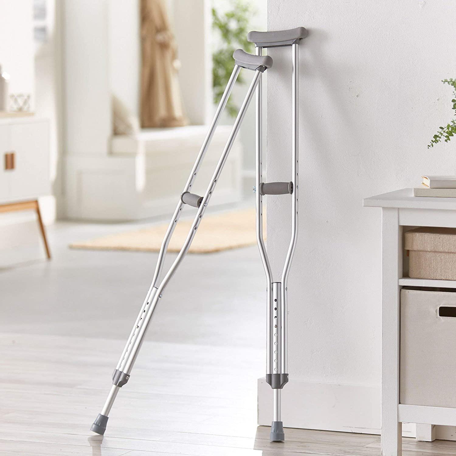 McKesson Aluminum Frame Push Button Underarm Crutches for Tall Adults