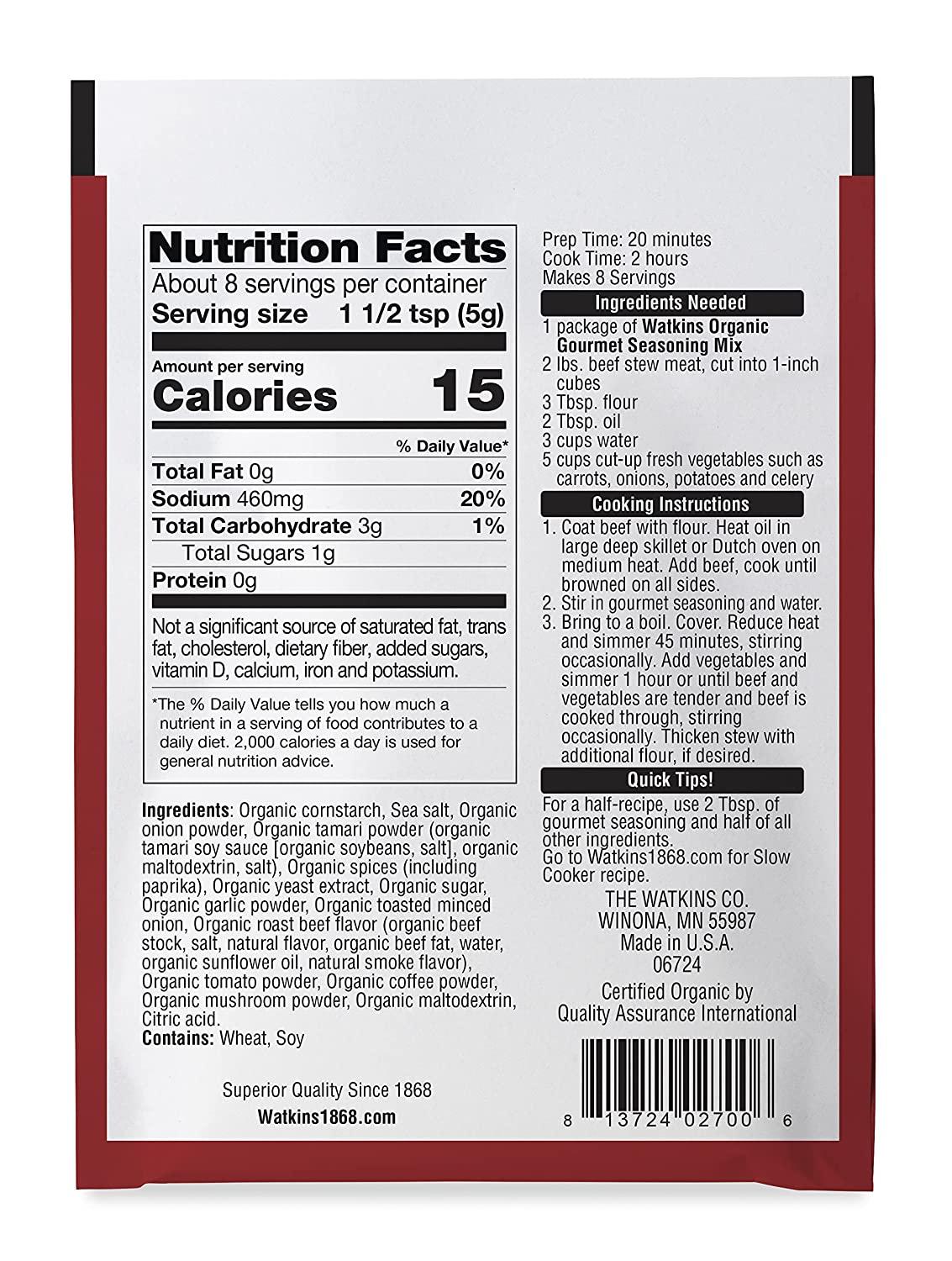 Organic Gourmet Beef Stew Seasoning Mix 1.5 Oz. Pouch Watkins 1 Count