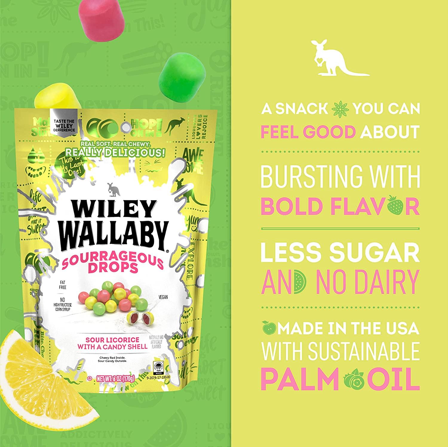 Wiley Wallaby Sourrageous Drops Watermelon Green Apple Lemon Licorice