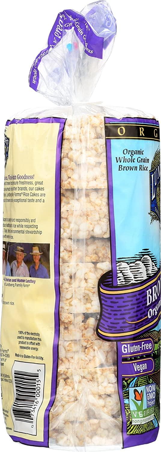 Lundberg Family Farms Organic Brown Rice Cakes, SaltFree, 8.5 Ounce