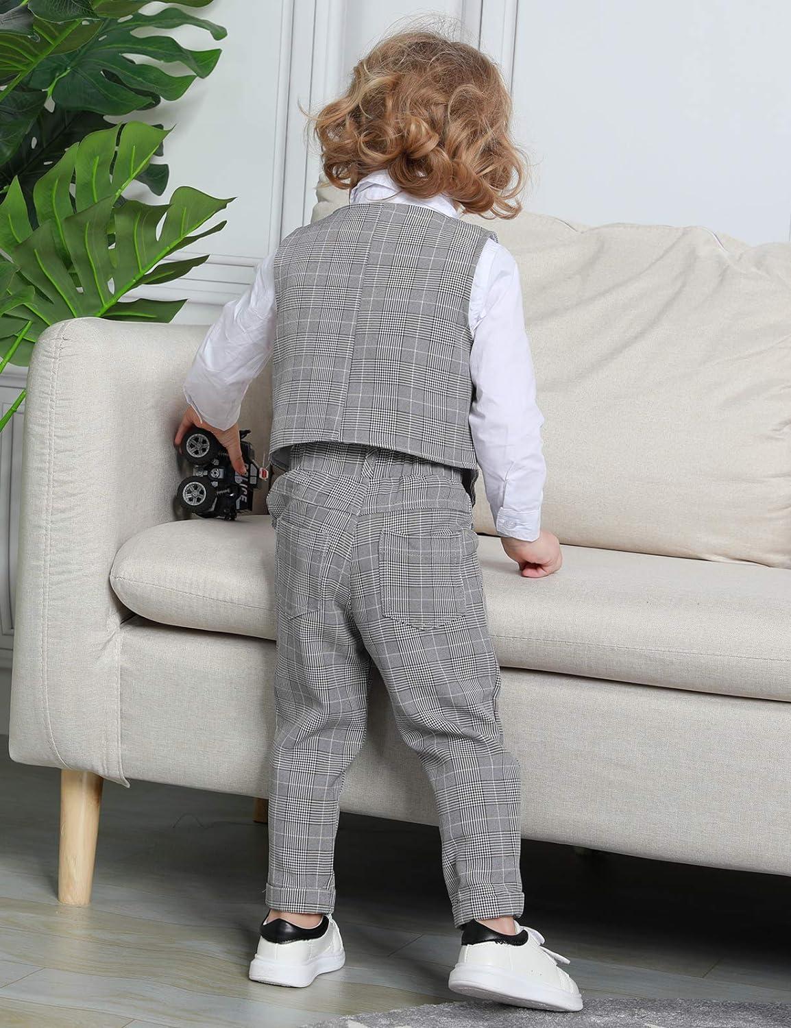 Mint Green Baby Boys Herringbone Tweed Suit Set 4pcs | Wedding Outfit 18-24 Months | Buy Now With Express International Delivery