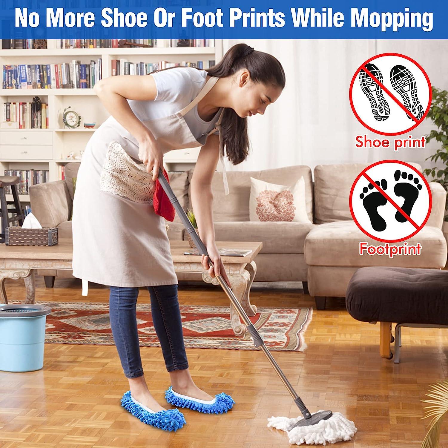 4pc Lazy Housekeeper Mop Slippers Microfibre Soles Floor Home Cleaner  Assorted | eBay