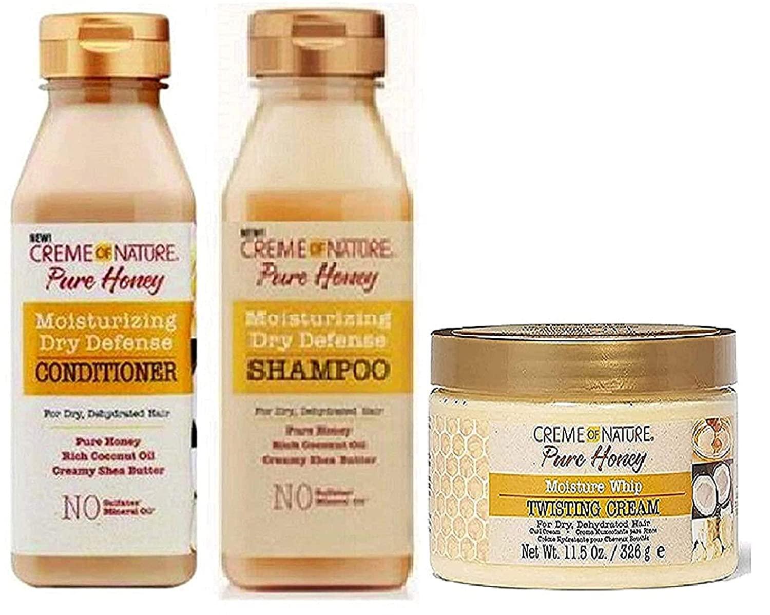 Creme of Nature Pure Honey Hair Care Bundle Shampoo, Conditioner