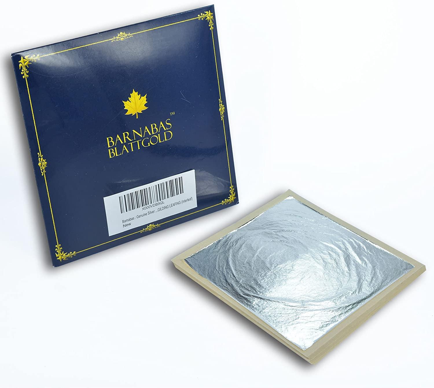 Edible Genuine Silver Leaf Sheets by Barnabas Blattgold Large 4.4 inches 25 Sheets Loose