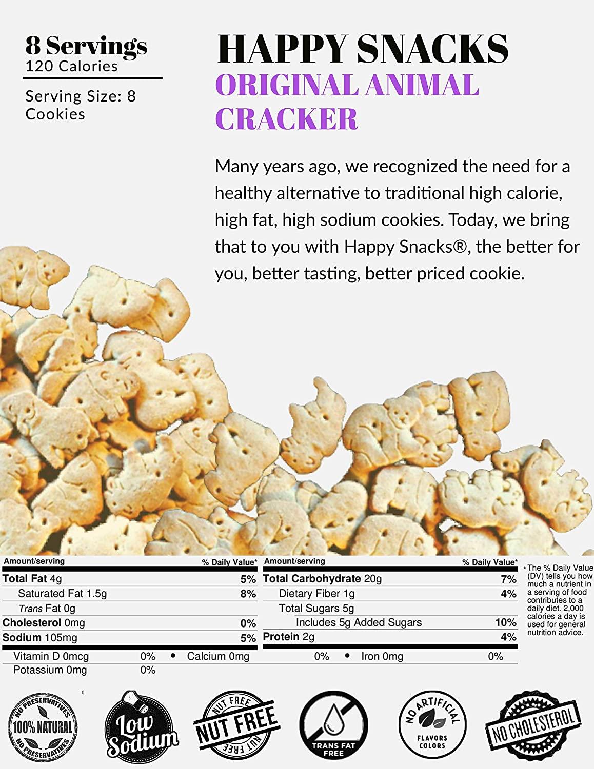 Happy Snacks Animal Crackers - Non GMO, Plant Based Ingredients, Animal  Crackers Snack Packs, Nut & Peanut Free, Fortified with Essential Vitamins  & Minerals, No Artificial Ingredients - Circus, 8 Oz Bag (