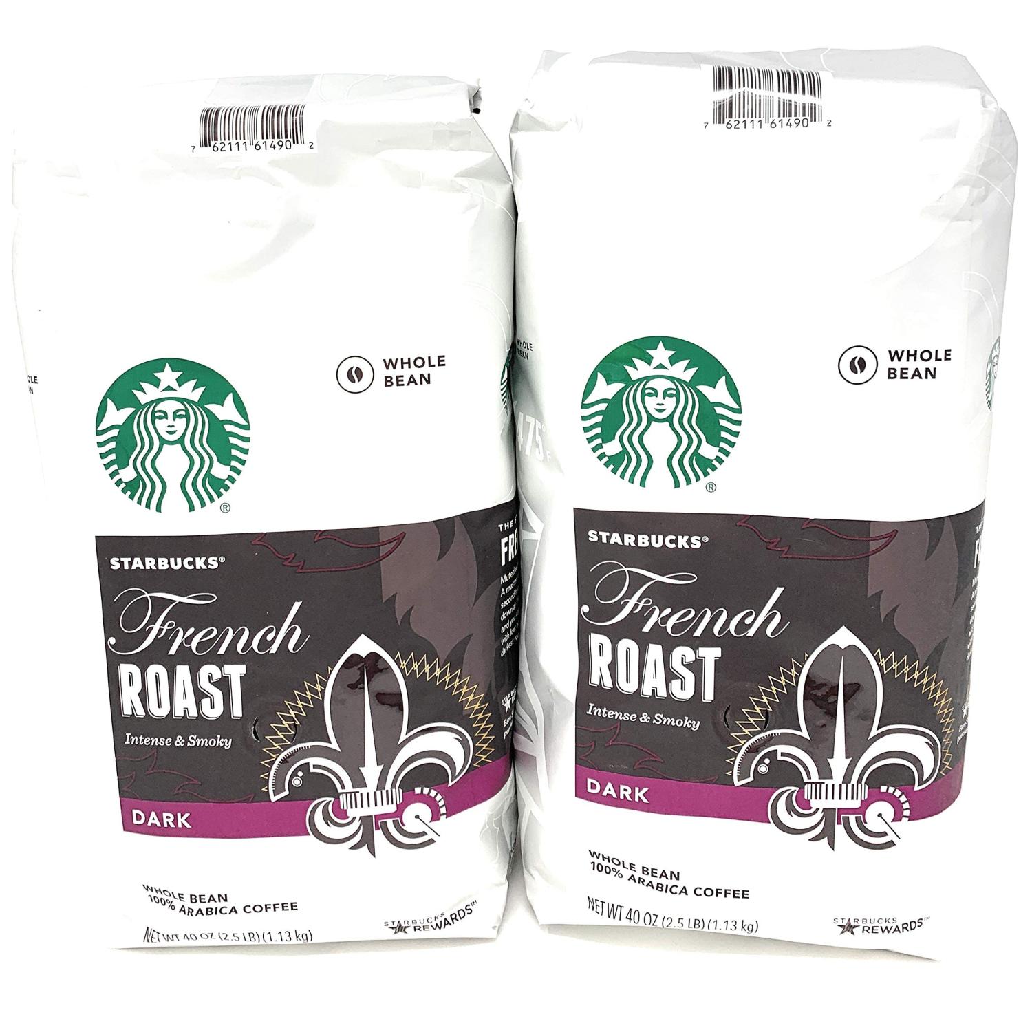 Starbucks French Roast Whole Bean Coffee 2 Packs, 80 Oz (2 x 40 Oz