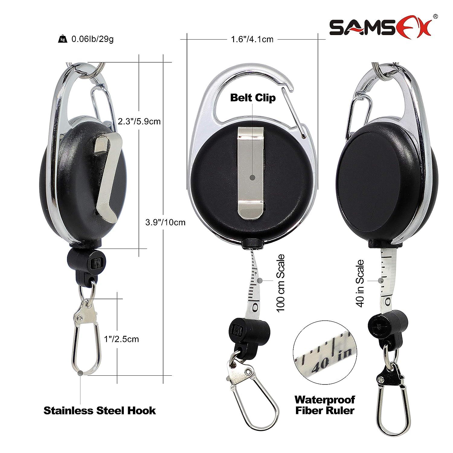 SAMSFX Tape Measure Retractor Fly Fishing Zinger Retractors Carabiner Style Clip  on Back Tether Tools Badge Holder (1)