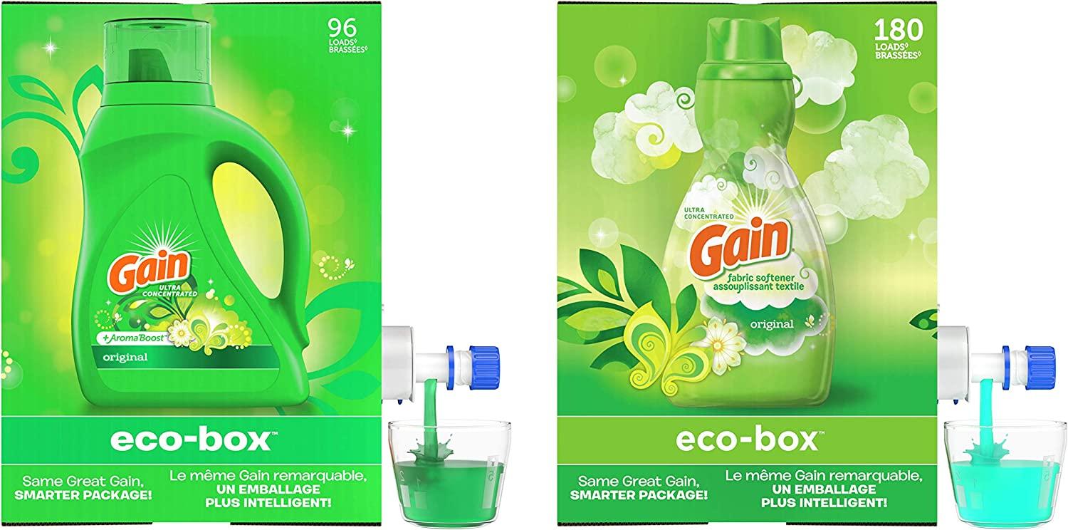 Gain Laundry Detergent & Fabric Softener EcoBox Bundle Original