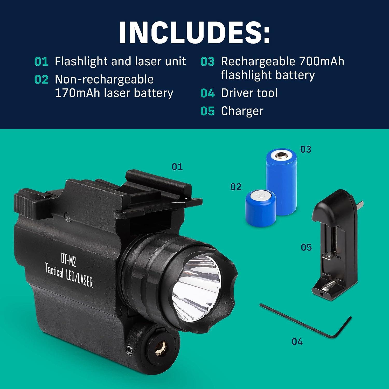 DefendTek Gun Flashlights Rechargeable, RailMounted Flashlight and