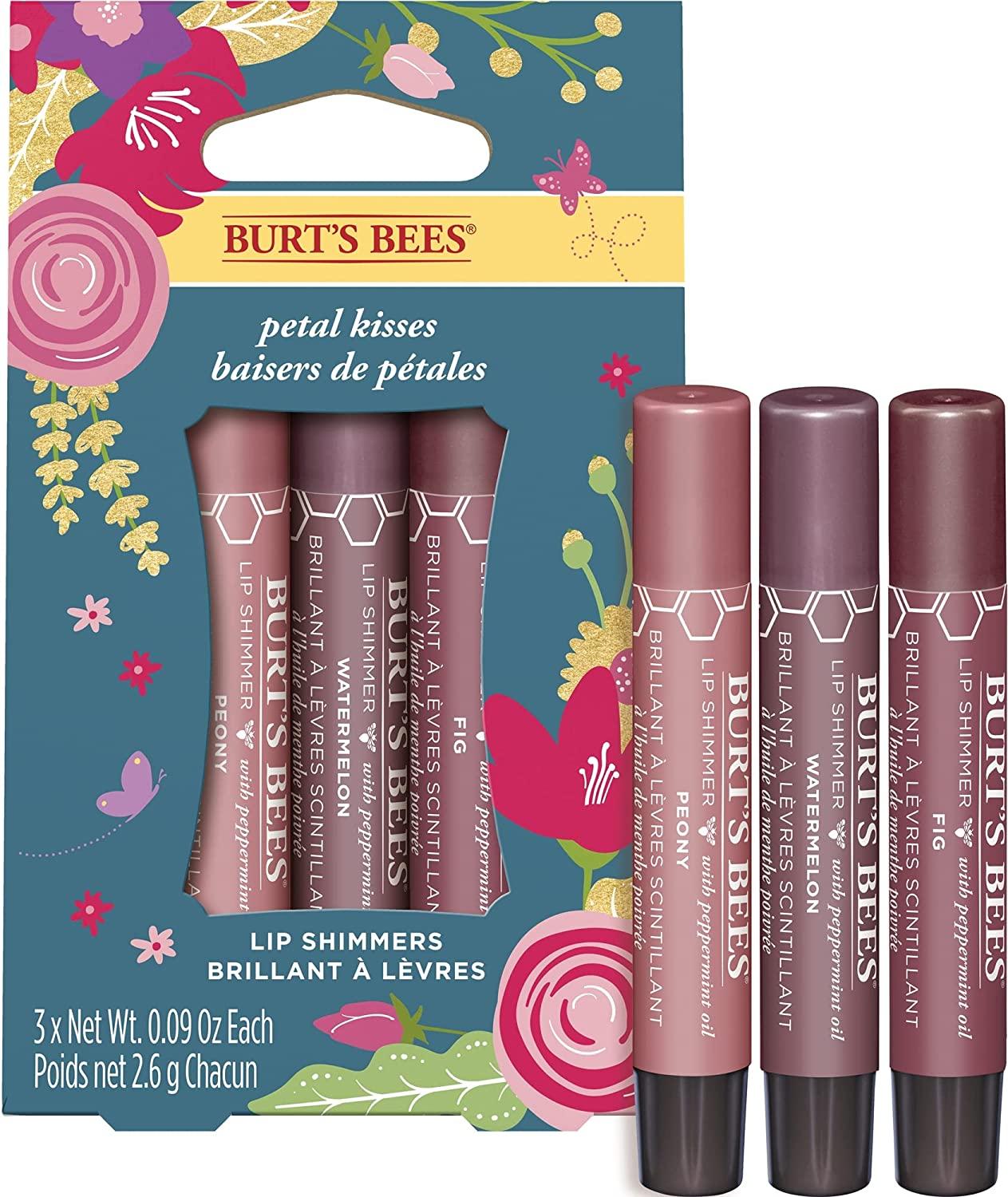 Burt #39 s Bees Lip Colour Gift Set Lip Shimmers in Peony Rhubarb and