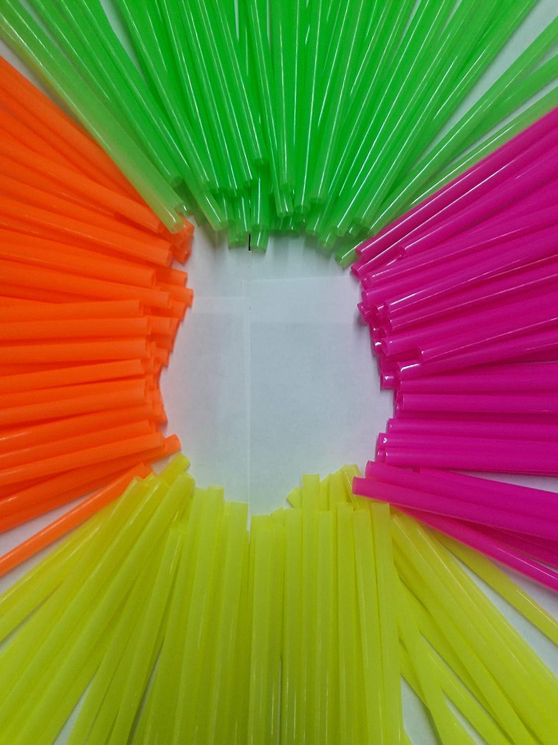 Wow Plastic Disposable Plastic Drinking Straws 250 count (neon) (Neon).