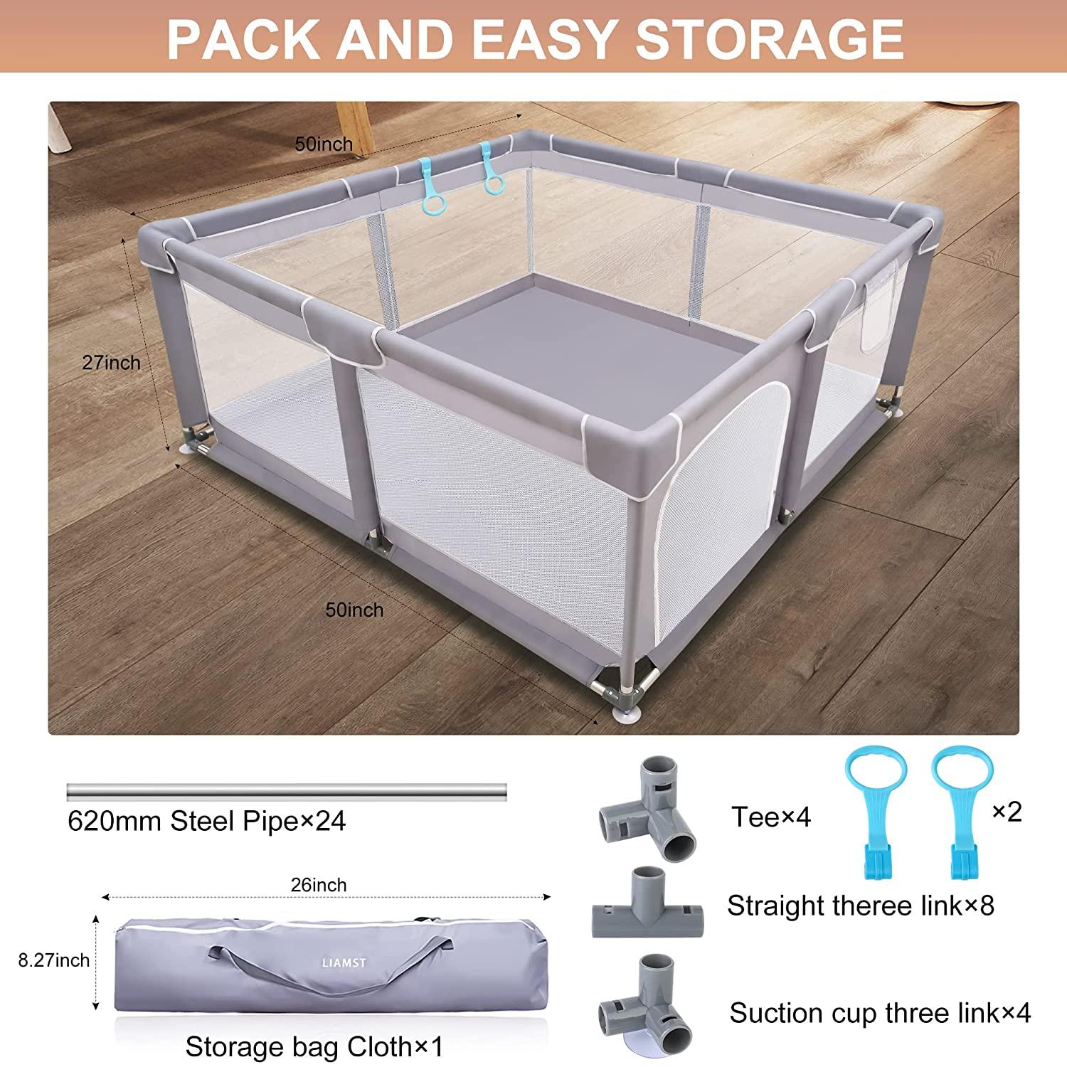 LIMAST Baby Playpen Toddler Playard with Gate Indoor Outdoor