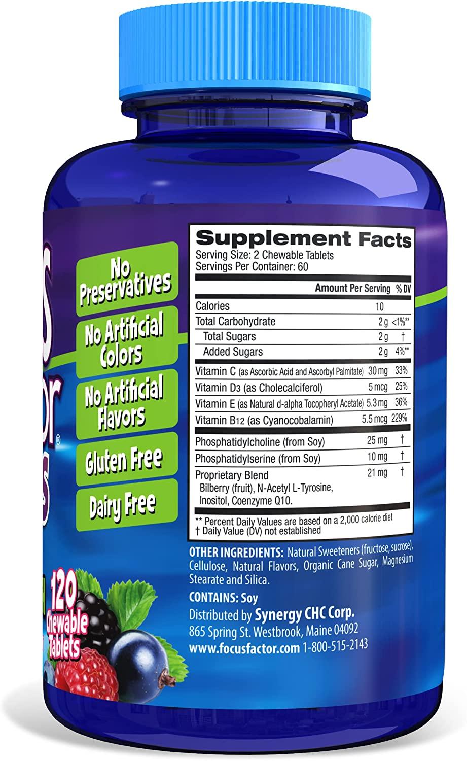 Focus Factor Kids Extra Strength Daily Chewable for Brain ...