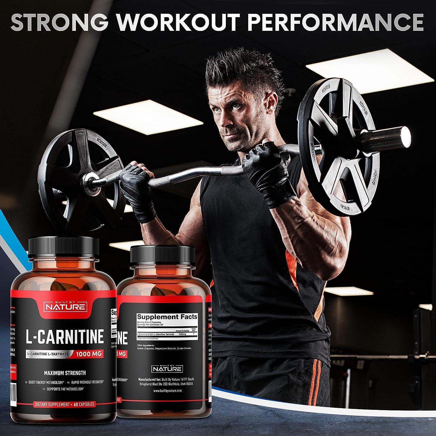 L Carnitine 1000mg Capsules - Extra Strength L-Carnitine L-Tartrate  Supplement for Energy & Endurance - Workout Recovery Booster - 60 Capsules  | Buy Now with Express International Delivery | GoSupps.com