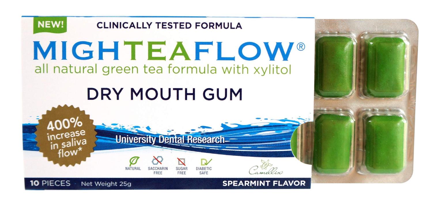 MighTeaFlow Dry Mouth Green Tea Gum with Xylitol, SugarFree Refresh