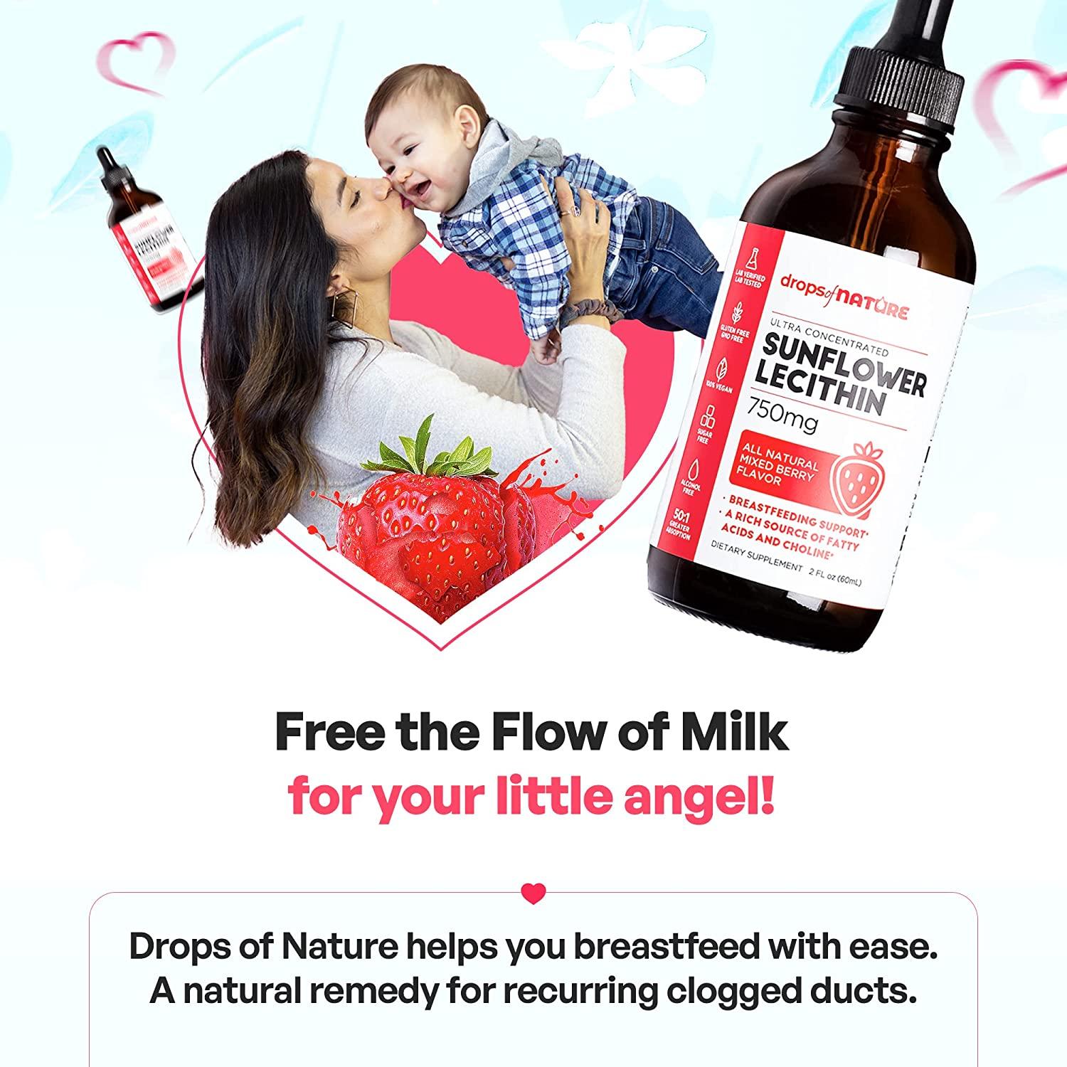 Sunflower Lecithin 750mg Liquid Drops Pure Vegan Sublingual Supplement for Breastfeeding