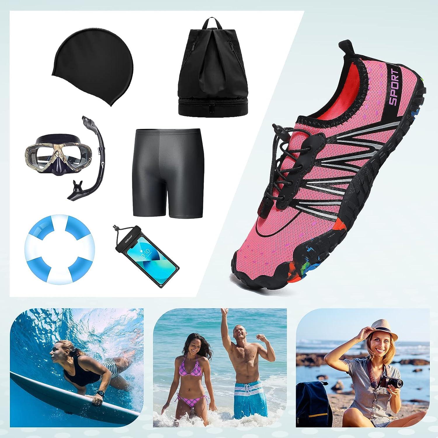 ziitop Water Shoes for Men Women Beach Barefoot Swim Rock Climbing Pool  Shoes Socks, Anti-Slip Breathable Quick Dry Lightweight Slip-on, Outdoor  Sport Hiking Walking Boating Fishing Diving Surfing 7.5 Women/6.5 Men Pink
