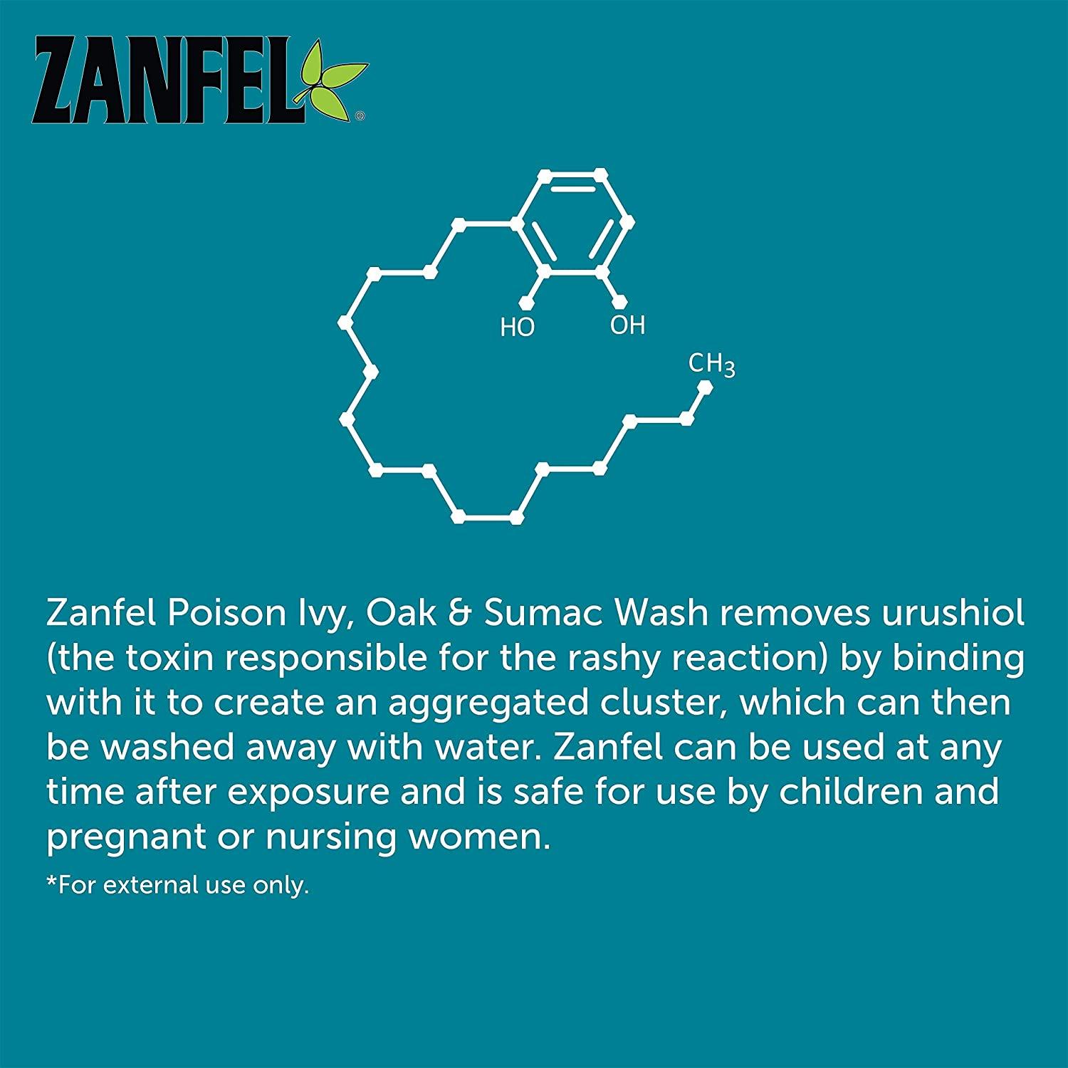 ZANFEL Poison Ivy Oak Sumac Wash Topical Solution for Poison Ivy