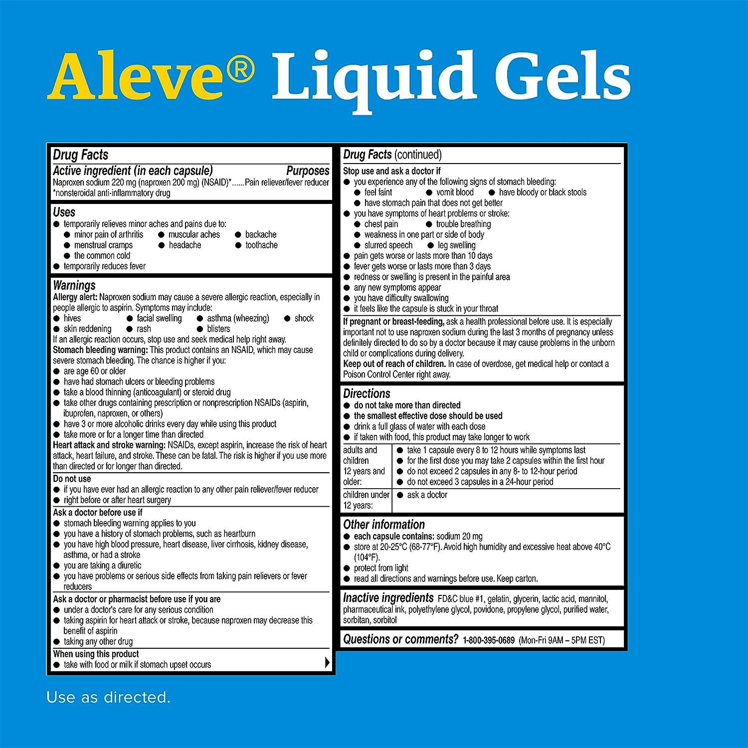 Aleve Liquid Gels, Naproxen Sodium for Pain Relief 80 Count