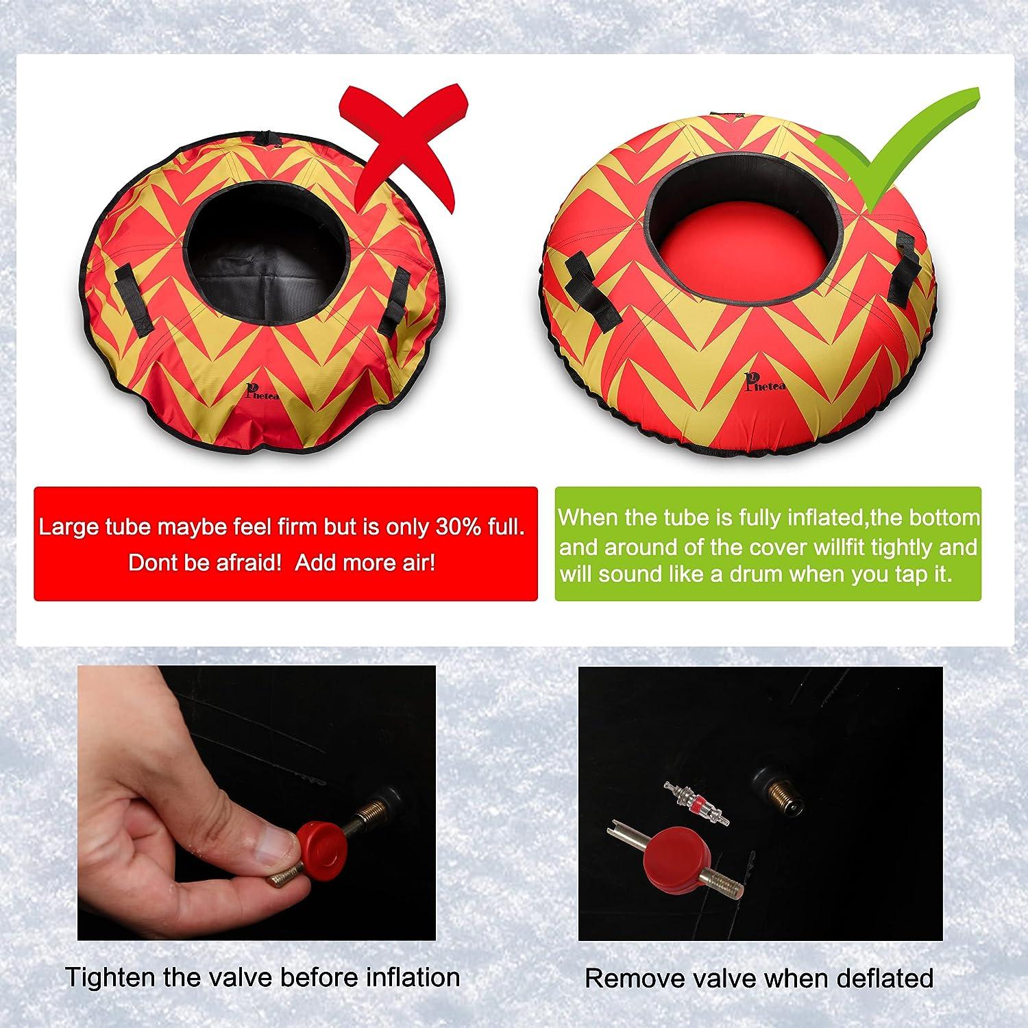 PHETEA Foldable Inflatable Snow Tubes for Sledding Heavy Duty,Towable