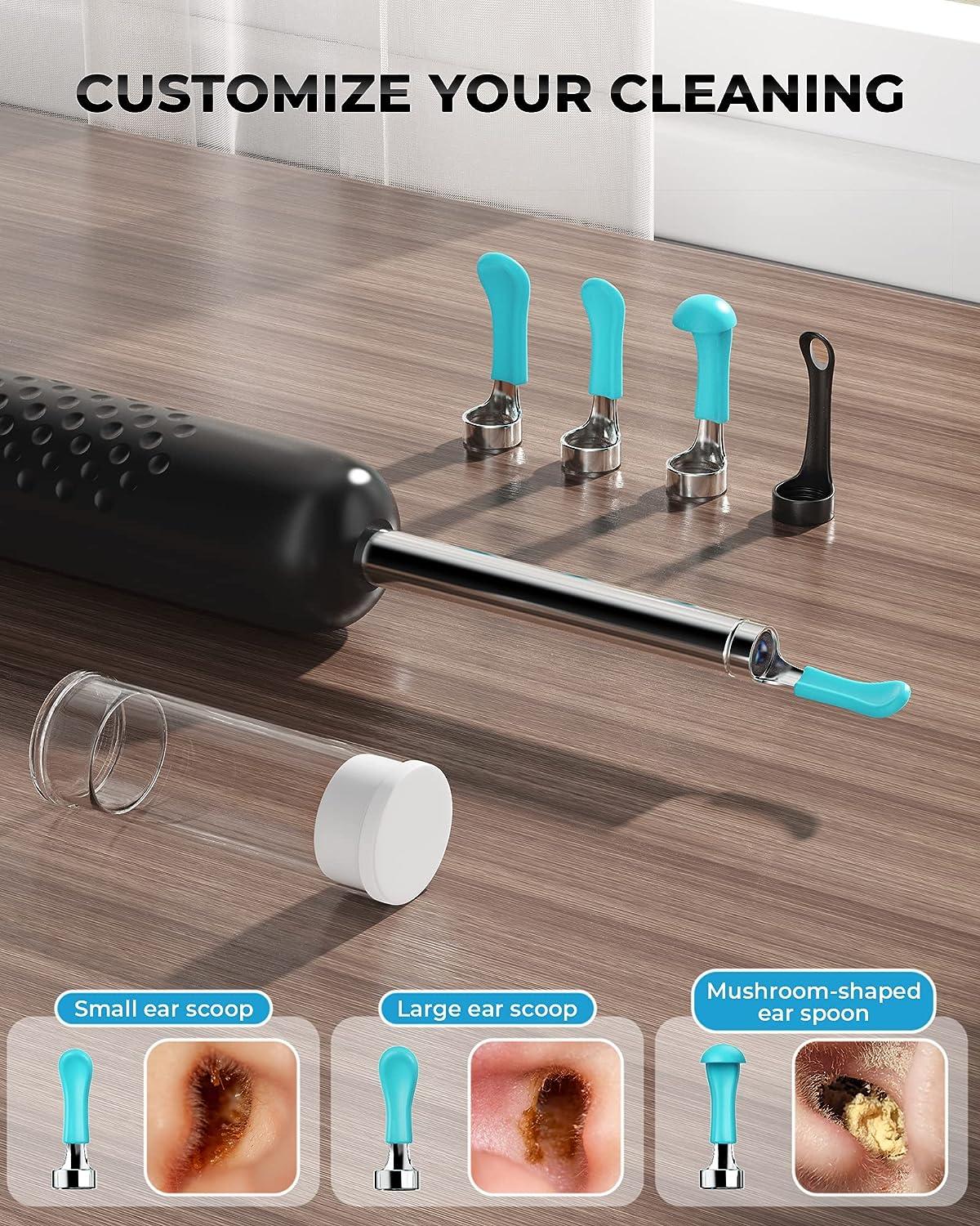 Yumika Ear Wax Removal Tool, Cleaner with 1080P HD Camera, Kit 7 PCS Set,  Wireless Otoscope 6 Lights, for iPhone, iPad, Android Smart Phones（Black）