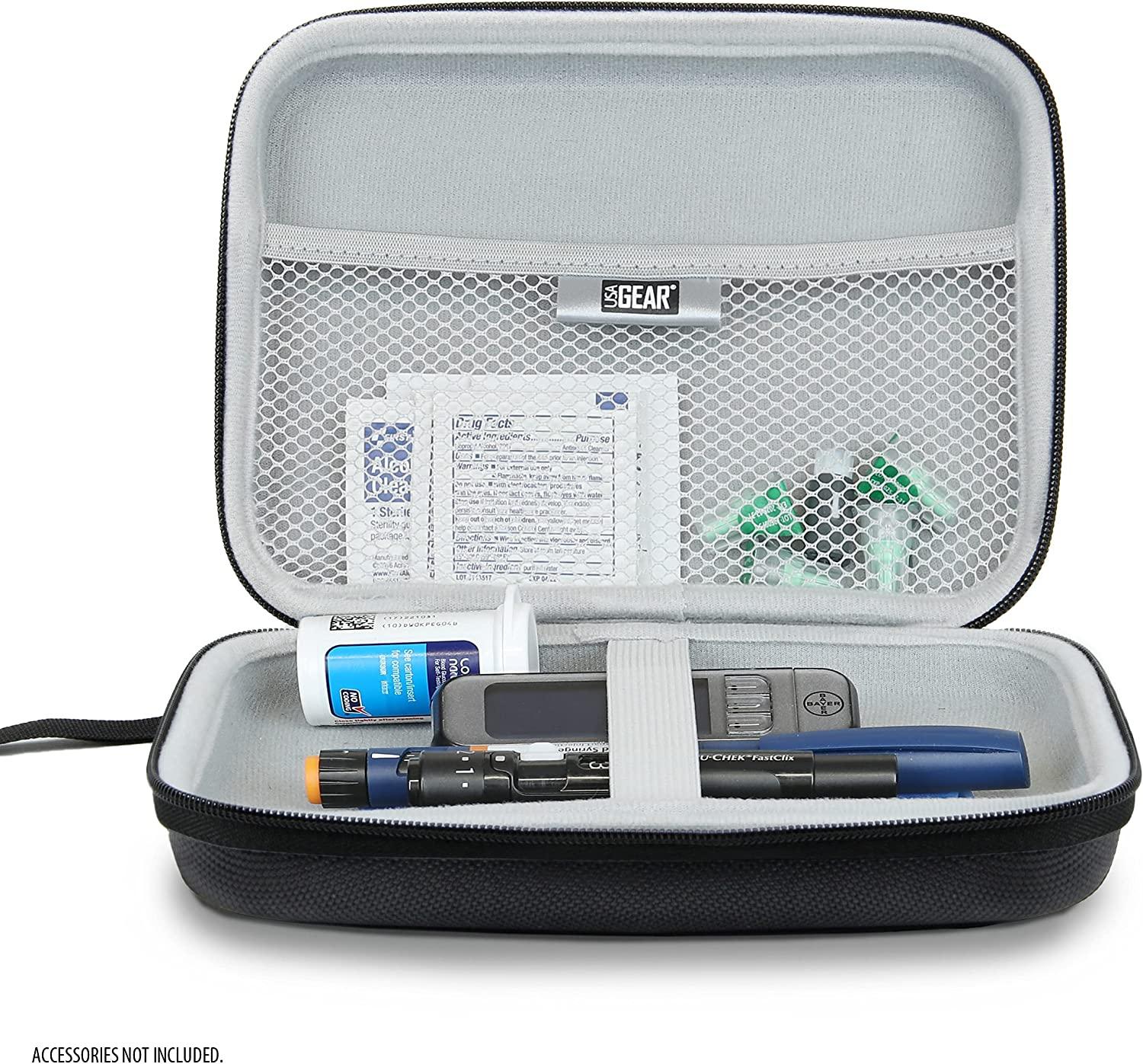 USA GEAR Insulin Travel Case Diabetic Bag with Protective Hard Shell