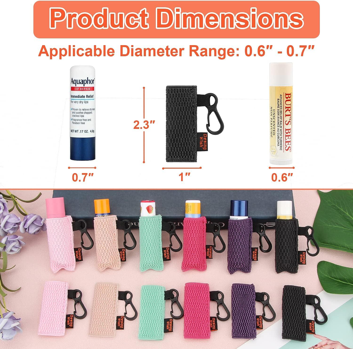 Desing Wish Lippenbalsem houder sleutelhanger clip op lippenstift huls, smalle zak houder mesh elastische lippenstift mouw, Zwart, Eén maat