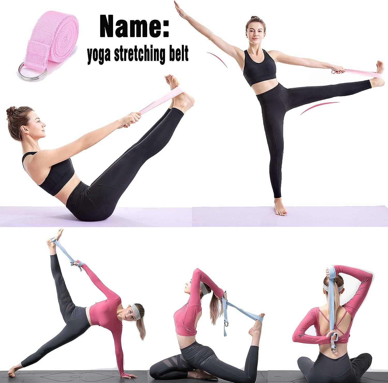 keefee 11 pcs Yoga Starter Sets,Yoga Accessories Kit for Beginners,Yoga  Essentials Equipment Kit Include Fitness Yoga Pilates Ring Wheel Stretch  Belt Yoga Foam Blocks Strap and Socks Pink