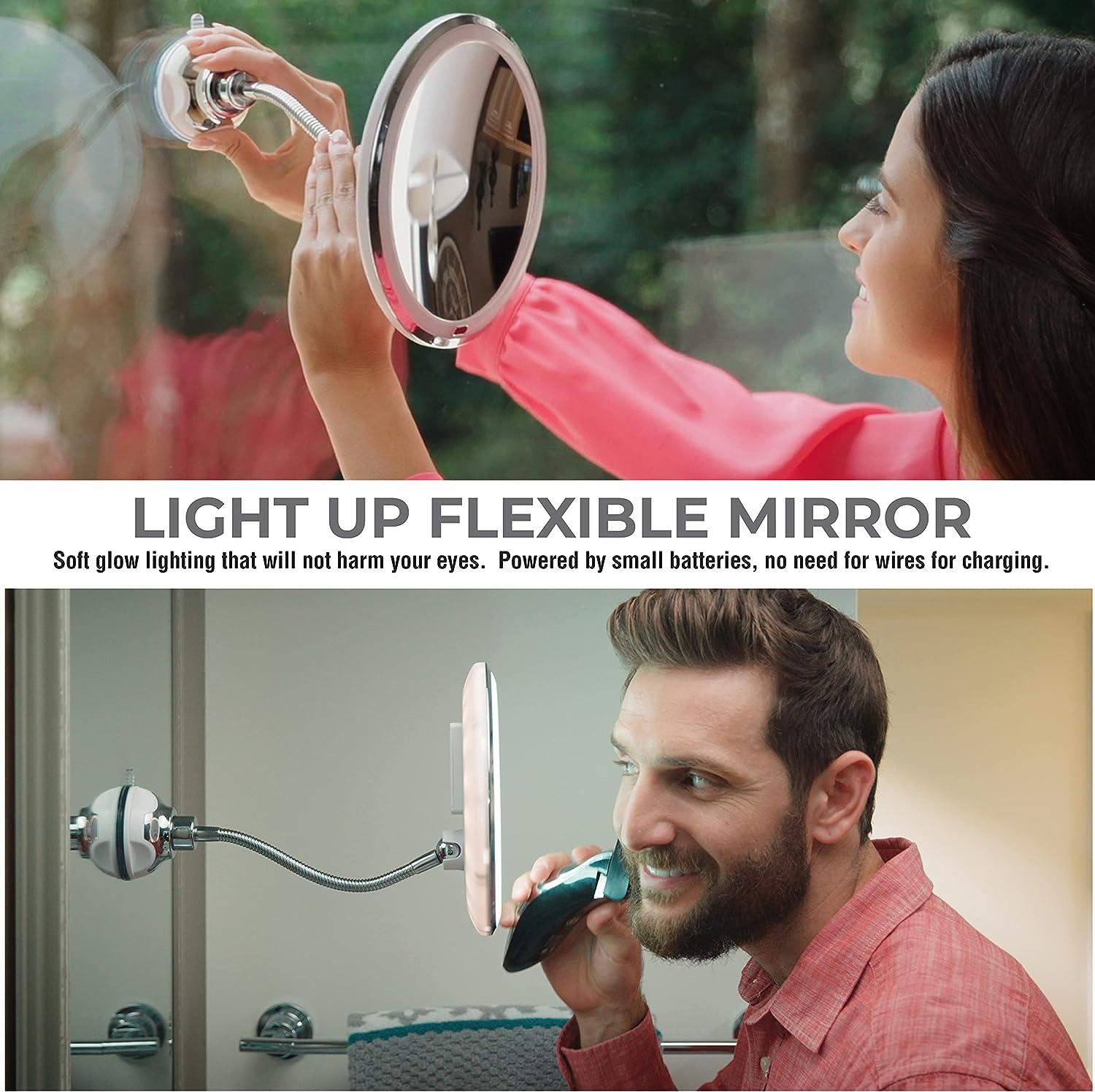 Original My Flexible Makeup Mirror with Lights 10x Magnifying Mirror with  Light Lighted Makeup Mirror with Lights for Makeup Desk LED Light Up Mirror  Flexible Arm & Suction Base AS SEEN ON