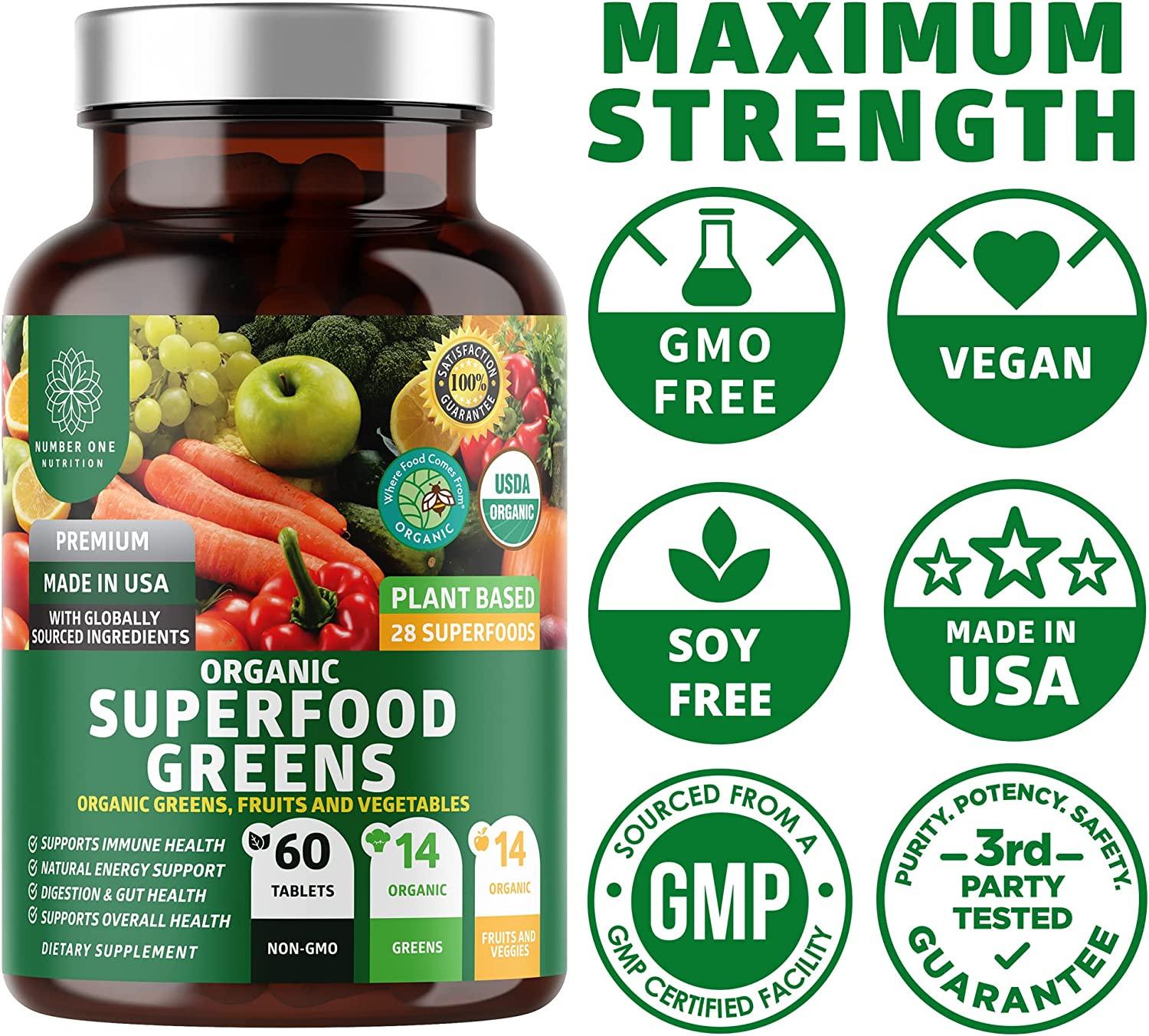 N1N Premium Organic Superfood Greens 28 Powerful Ingredients for