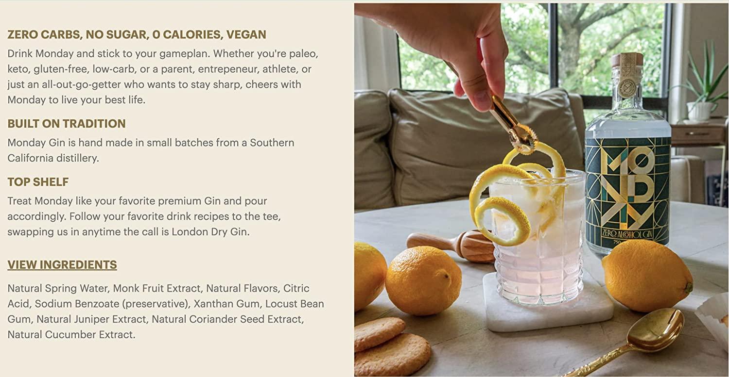 MONDAY Zero Alcohol Gin + Whiskey Variety Pack Award Winning Non