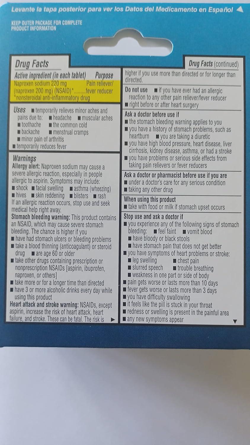 Pain Reliever and Fever Reducer Naproxen Sodium Tablets 220 Mg (24