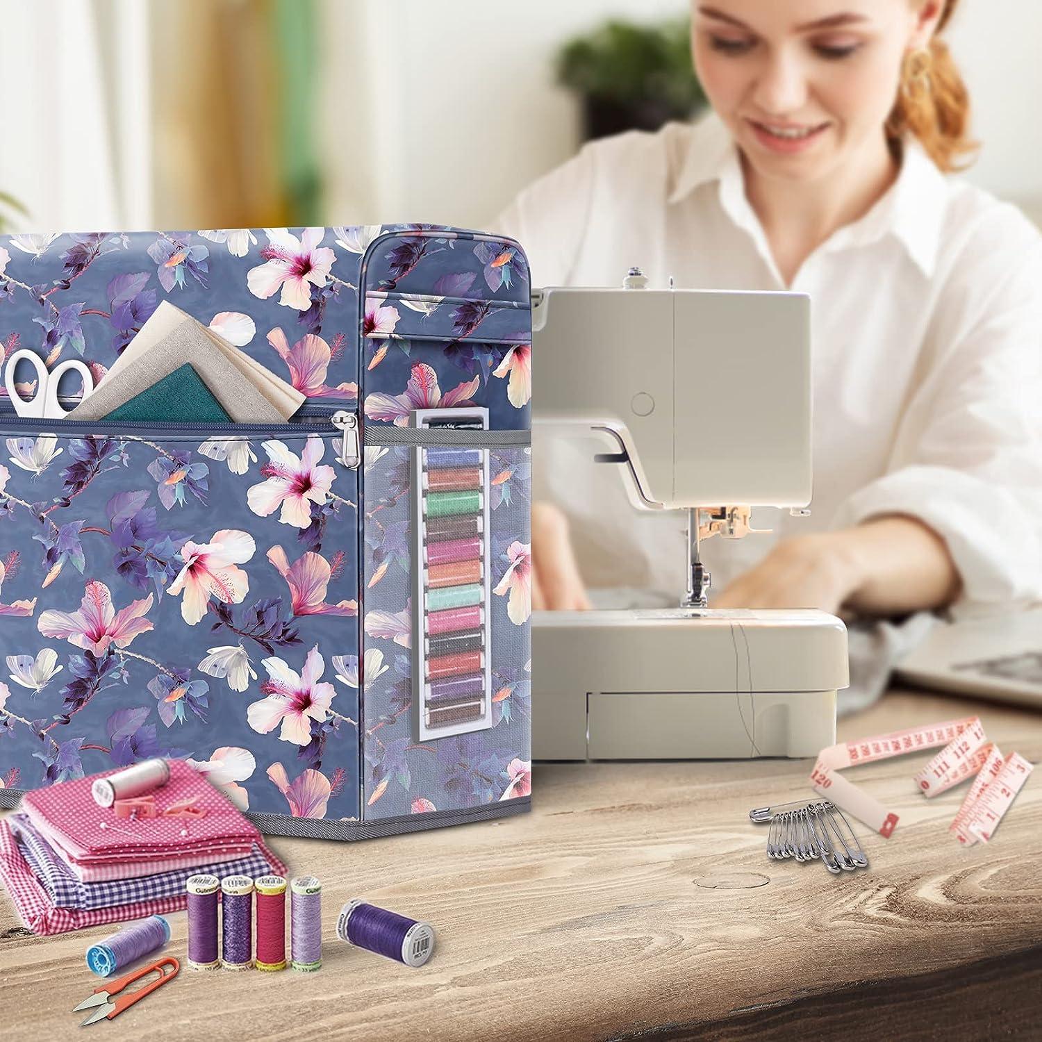 Sewing Machine Cover Durable Purple Grey Storage Pockets Kit For Singer  Brother