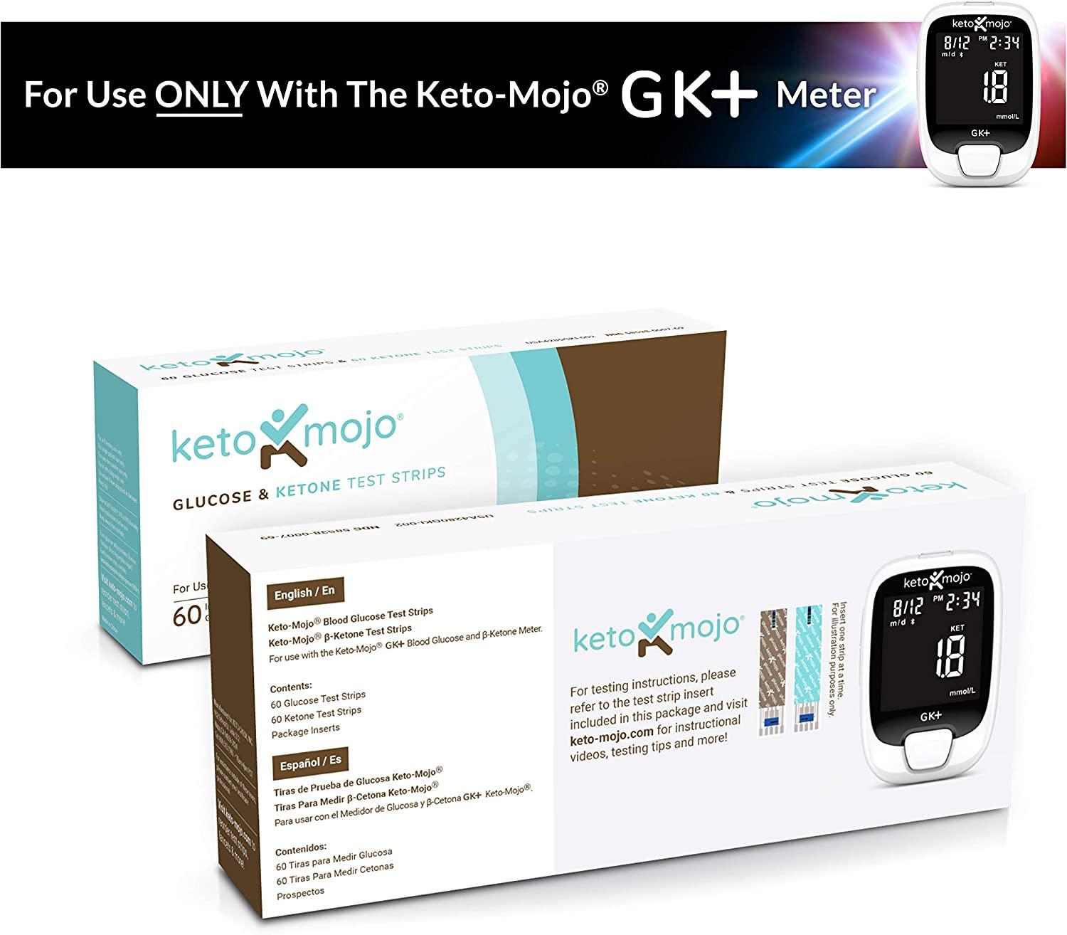 KETOMOJO GK+ Test Strip Combo Pack 60 Blood Glucose + 60 Blood