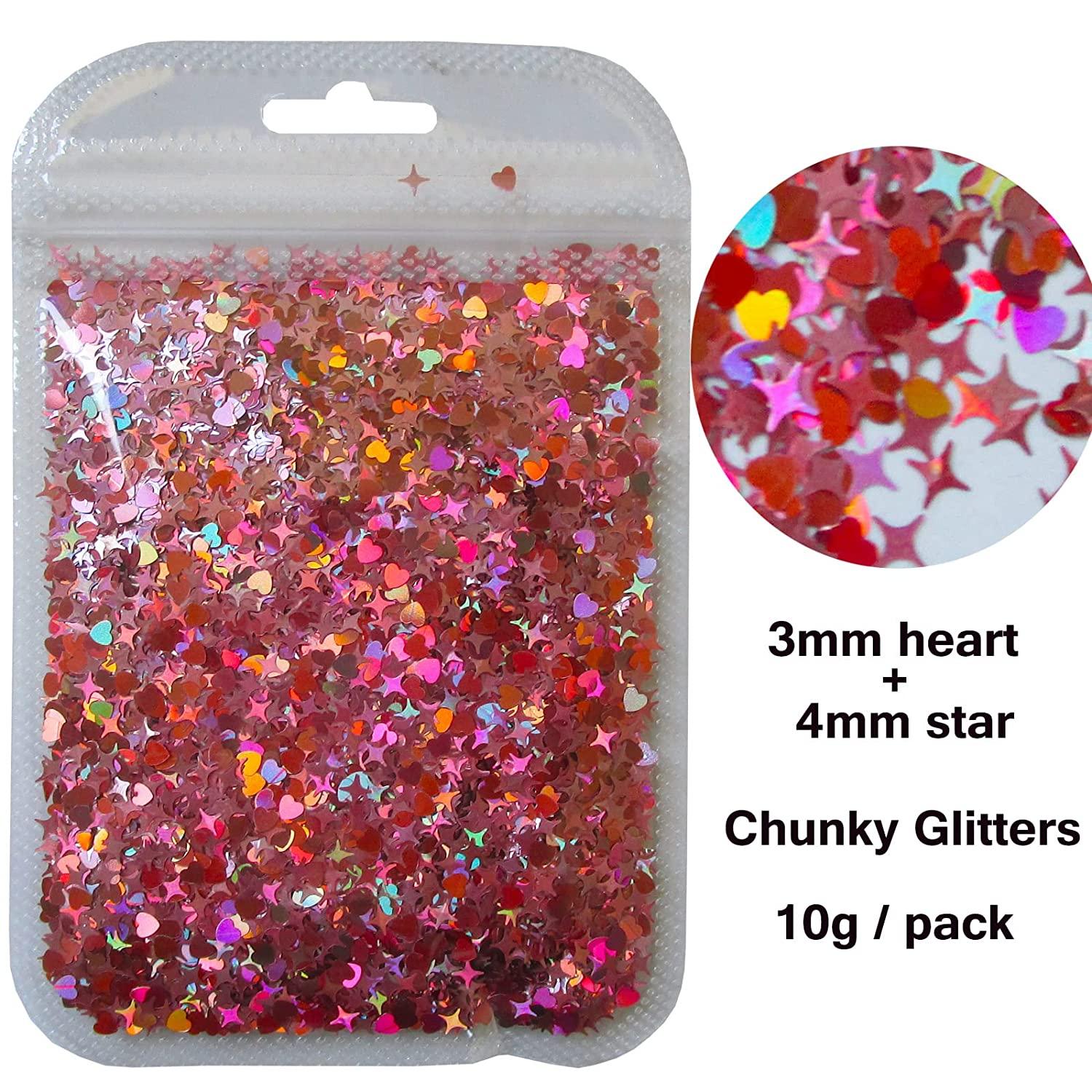 3mm Pink Heart Shaped Glitter Chunky Glitter Sequins