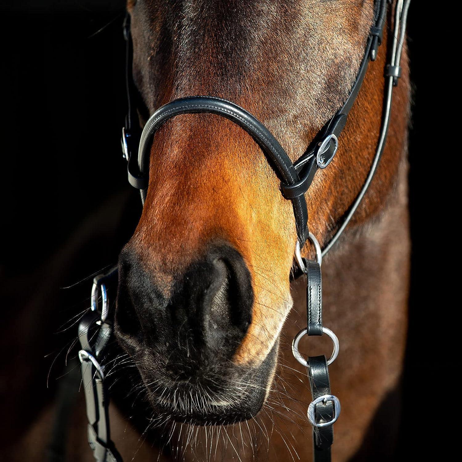 HORZE Genuine Leather Bitless Bridle - Cross-Under Design With Web Reins