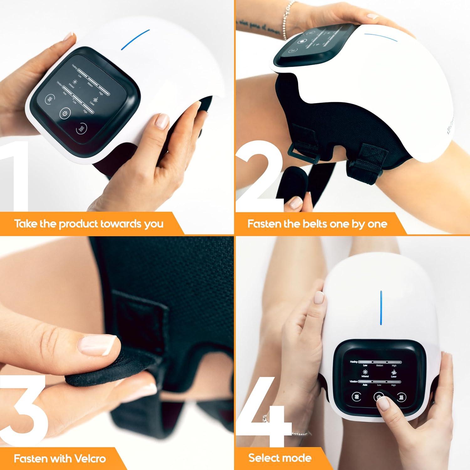 Careella Wireless Knee Massager | Heated Knee Pain Relief & Vibration  Therapy | Portable Knee Heating Pad with Red Light for Easy Use | Buy Now  with Express International Delivery