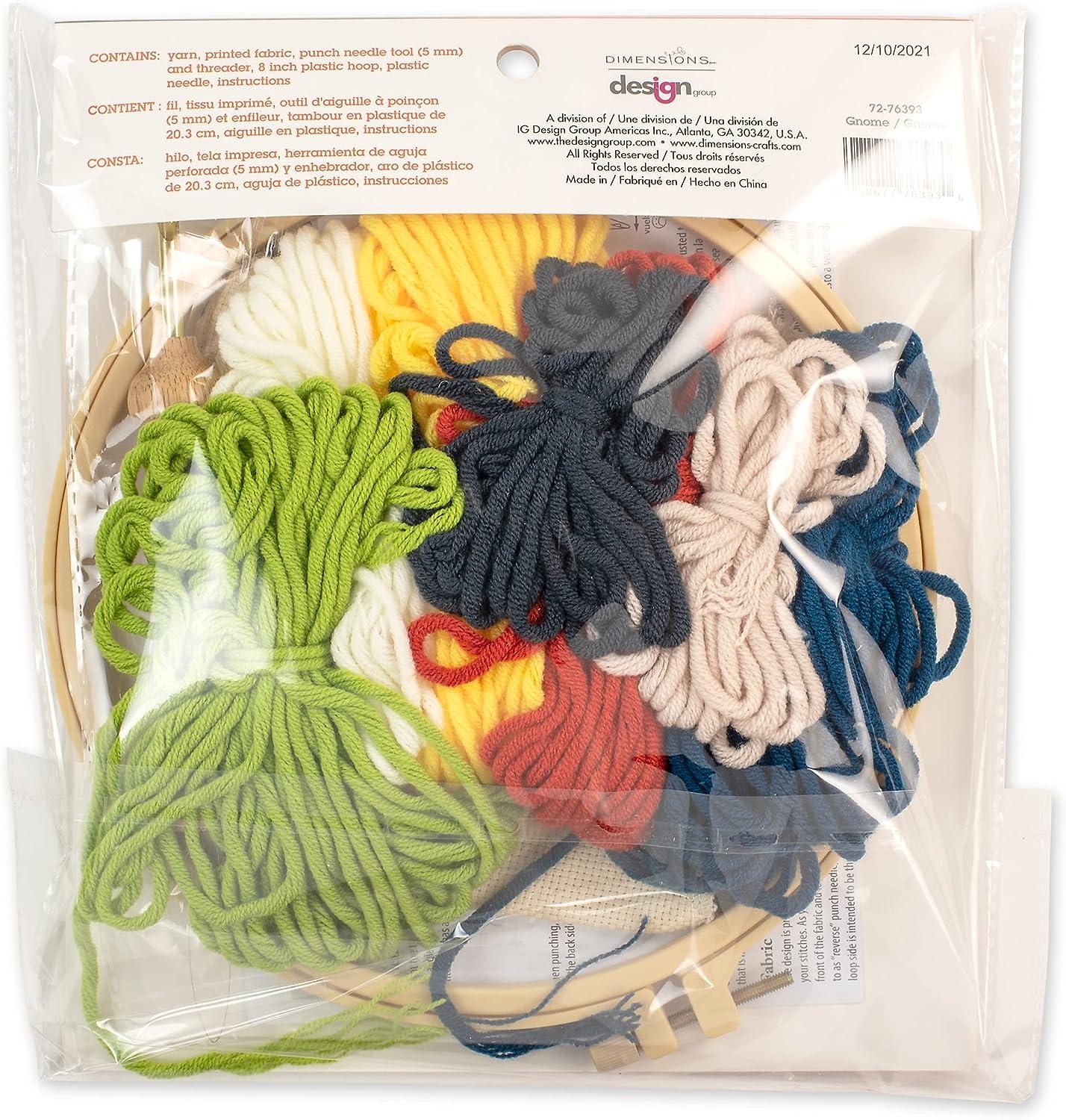 Dimensions Floral Gnome Punch Needle Set for Beginners 8 Diameter 7 Piece