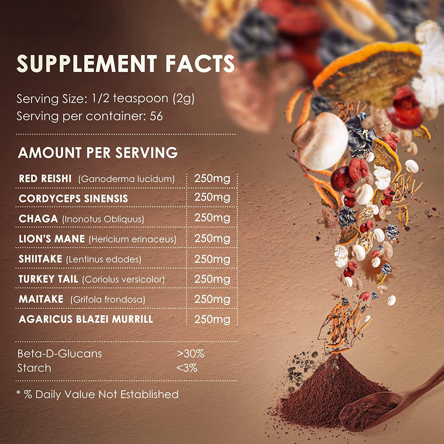 Mushroom Powder Extract The 8 Mushrooms Supplement Blend for Coffee