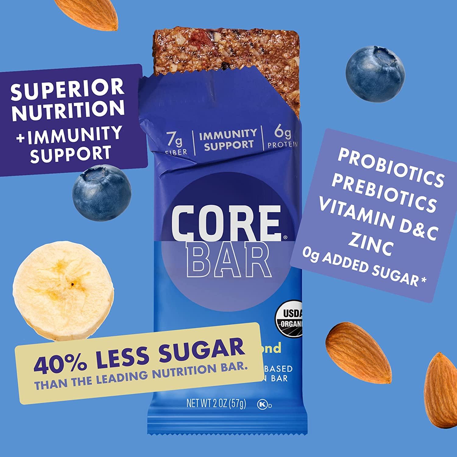 CORE Organic PlantBased Protein Bars 5 Pack Low Sugar, High Fiber