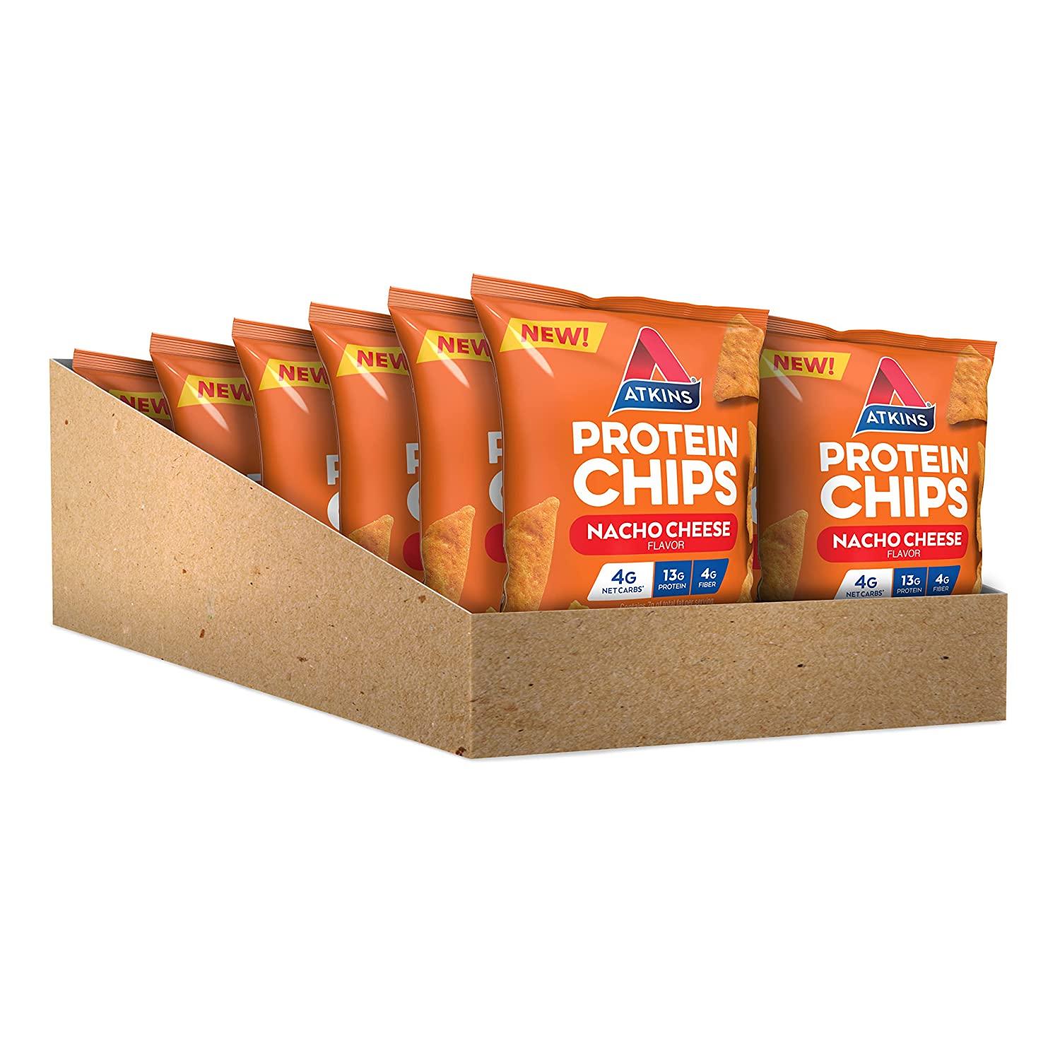 Atkins Protein Chips, Nacho Cheese, Keto Friendly, Baked Not Fried, 12