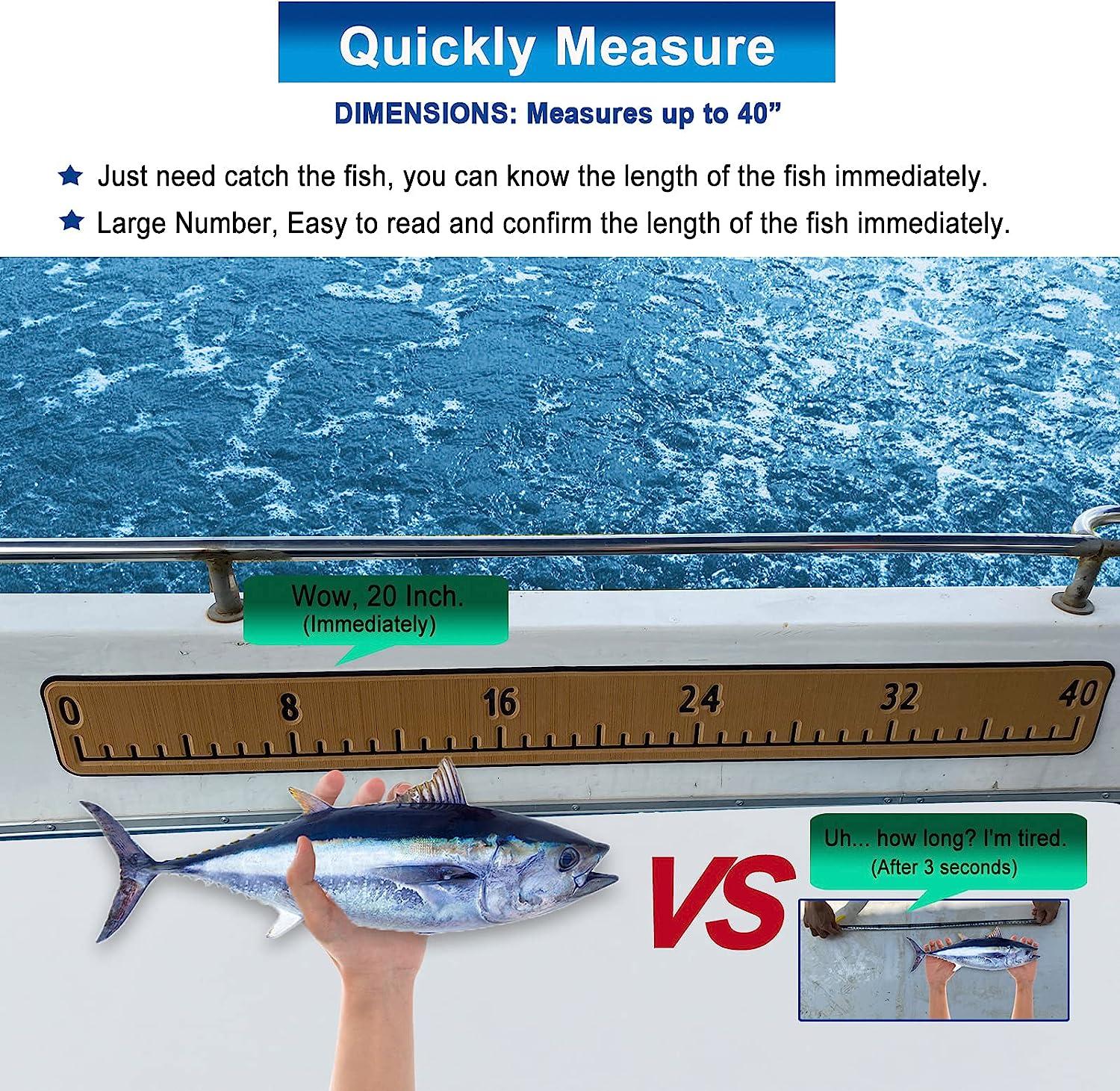Foam Fish Ruler with Adhesive Backing, EVA Fish Ruler for Boat Accessories Marine  Fishing Measuring Tool, Fish Measuring Tape for Kayak, Fishing Boat, Cooler  Ruler (40 Fish Ruler) A-Light Grey