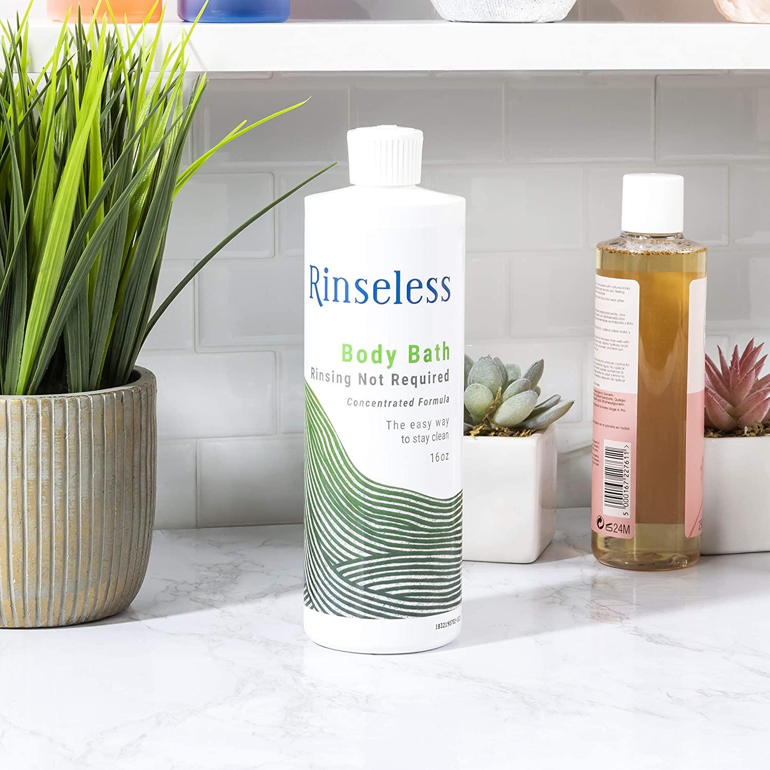 16oz Rinseless Waterless Body Bath Wash Concentrated Formula, No Rinse Needed 16 Sponge