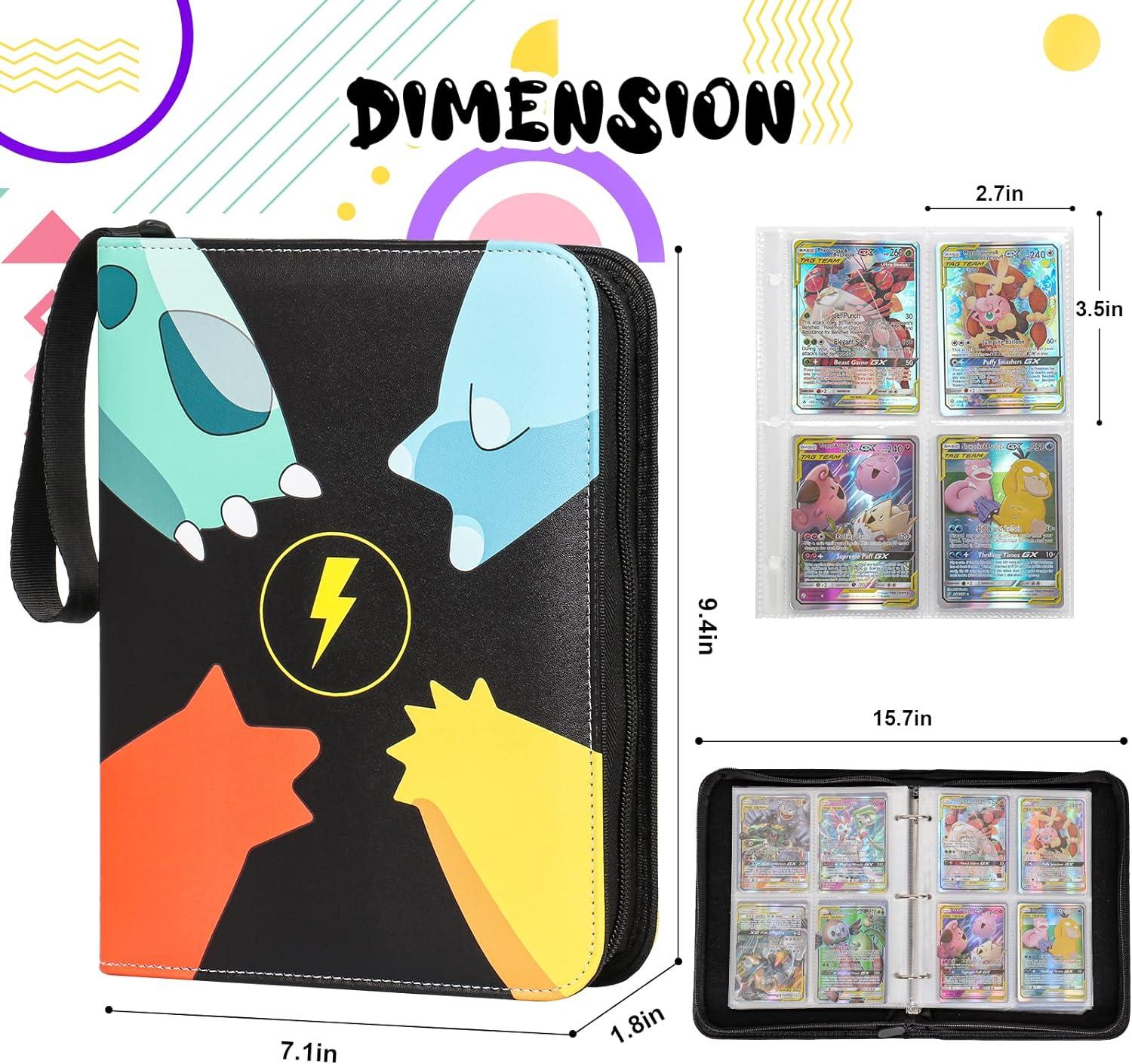 Card Binder For Pokemon Card, 4 Pockets Up To 400 Trading Card Binder Holder  Compatible For Pokemon Cards, Portable Waterproof Card Storage Bag With S