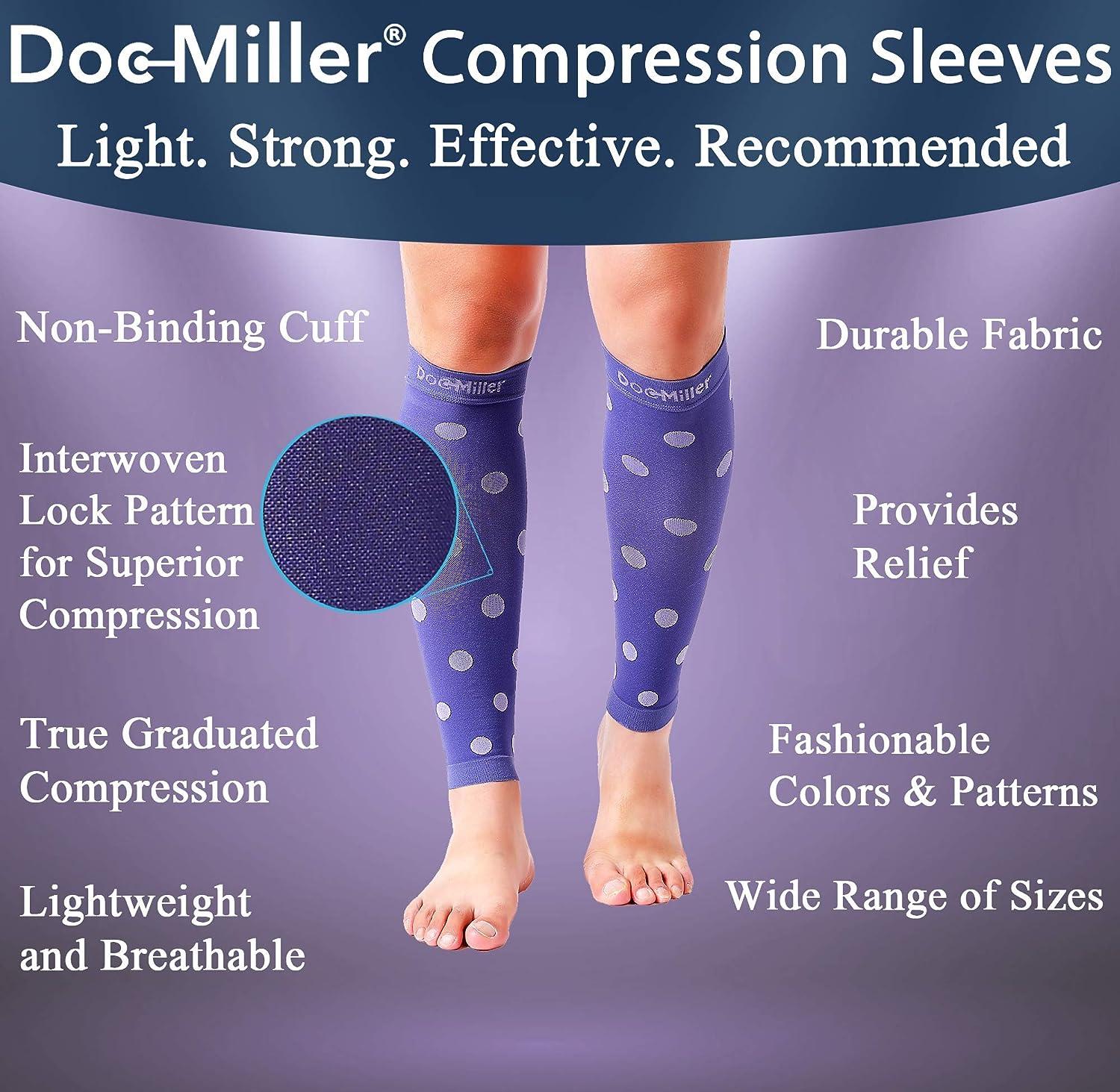 Doc Miller Calf Compression Sleeve Men Women 20-30mmHg Medical Grade Leg Compression  Sleeve for Shin Splints Varicose Vein & Calf Muscles Recovery 1 Pair Medium  Violet White Polka Dots Violet/White Medium