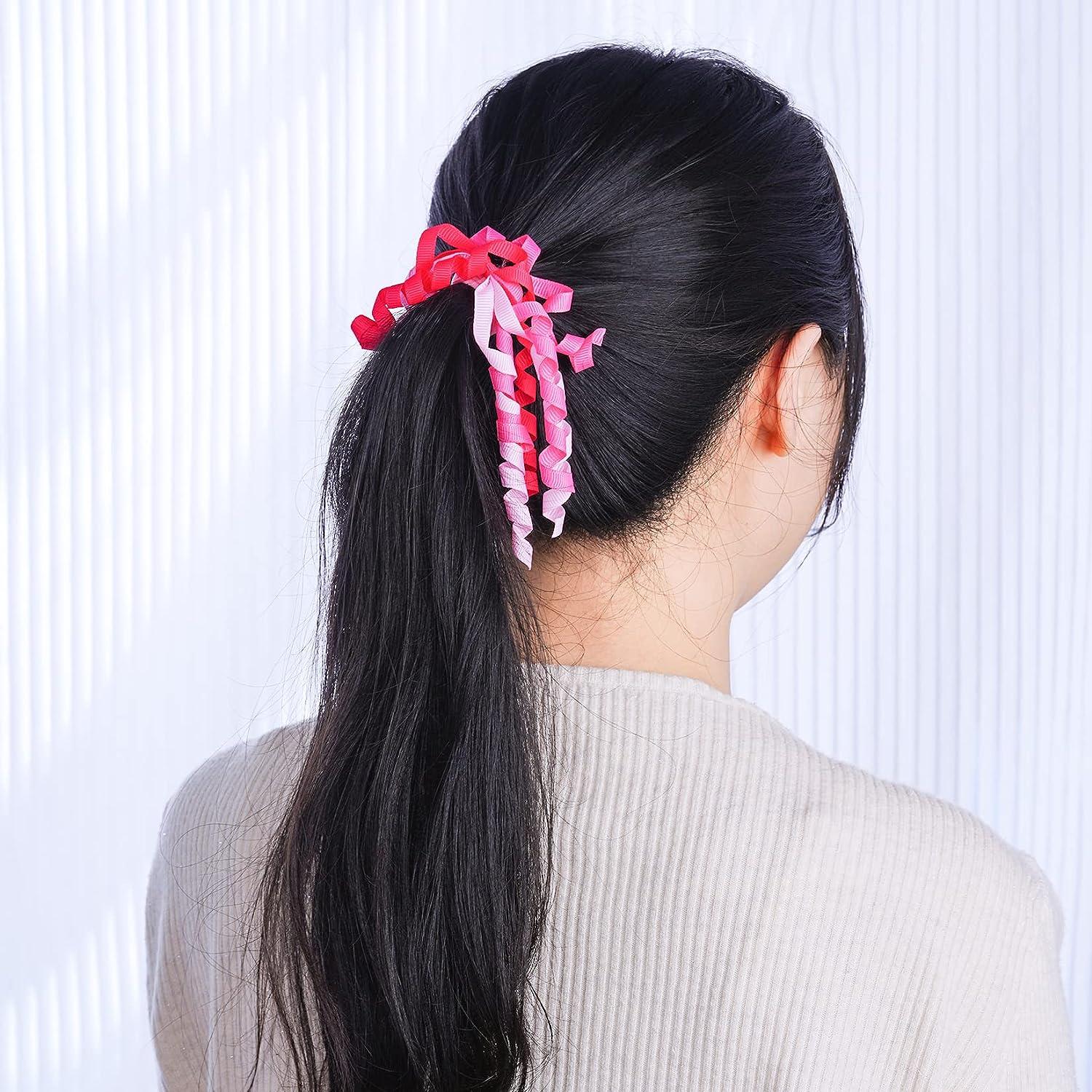 Sucrain 18 PCS Girls Hair Ribbons Ties Colorful Elastic Curly
