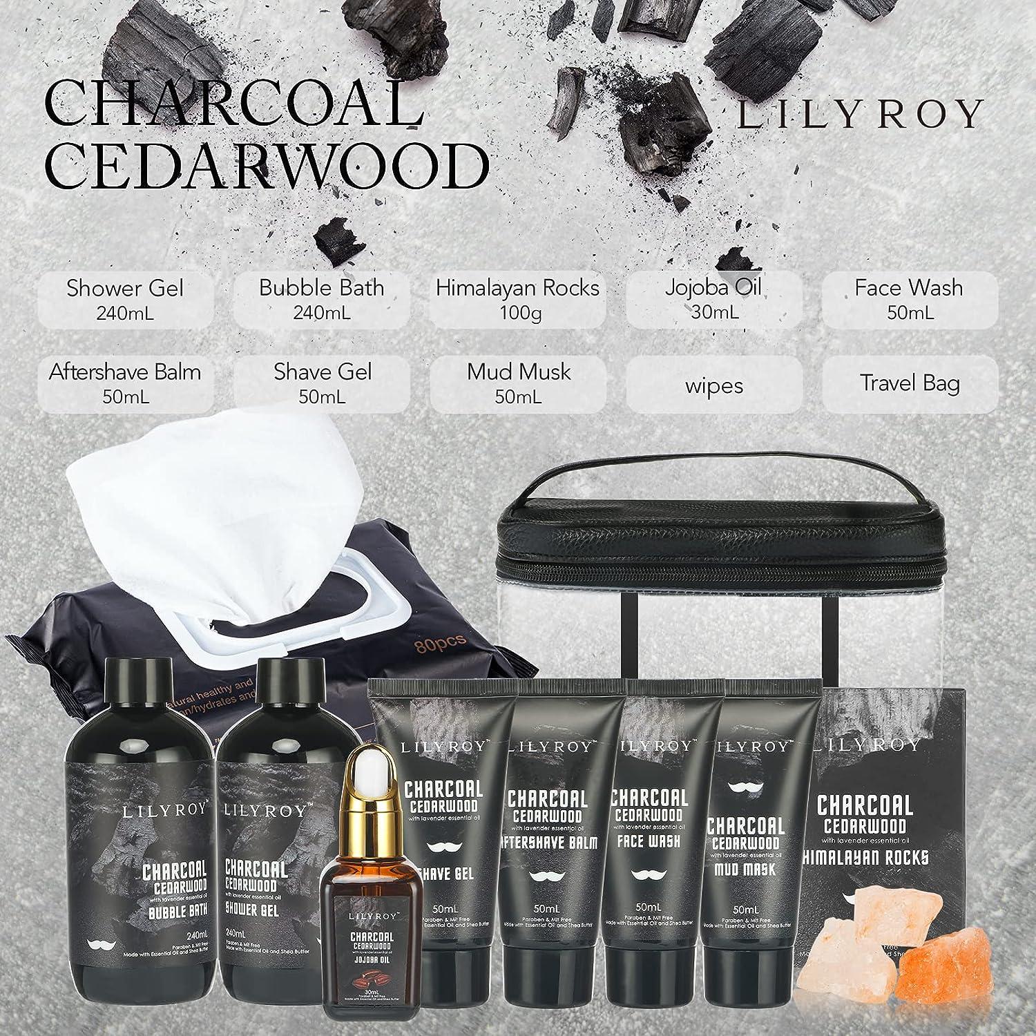 Men's Gift Set Deluxe 18-Piece Grooming Kit. Charcoal Cedarwood Natural  Bath & Body Spa Gift Set. Shaving & Beard Care Basket