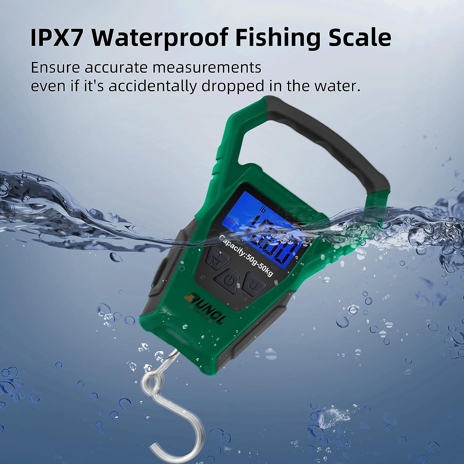 RUNCL Waterproof Fishing Scale with Lip Gripper, Electric Fish Scale with  40 Inch Ruler, LB/OZ/KG Mode, Non-Slip Handle, 110 lb, Memory Storage,  Digital Portable Hanging Scale for Luggage D:Green with Large Gripper