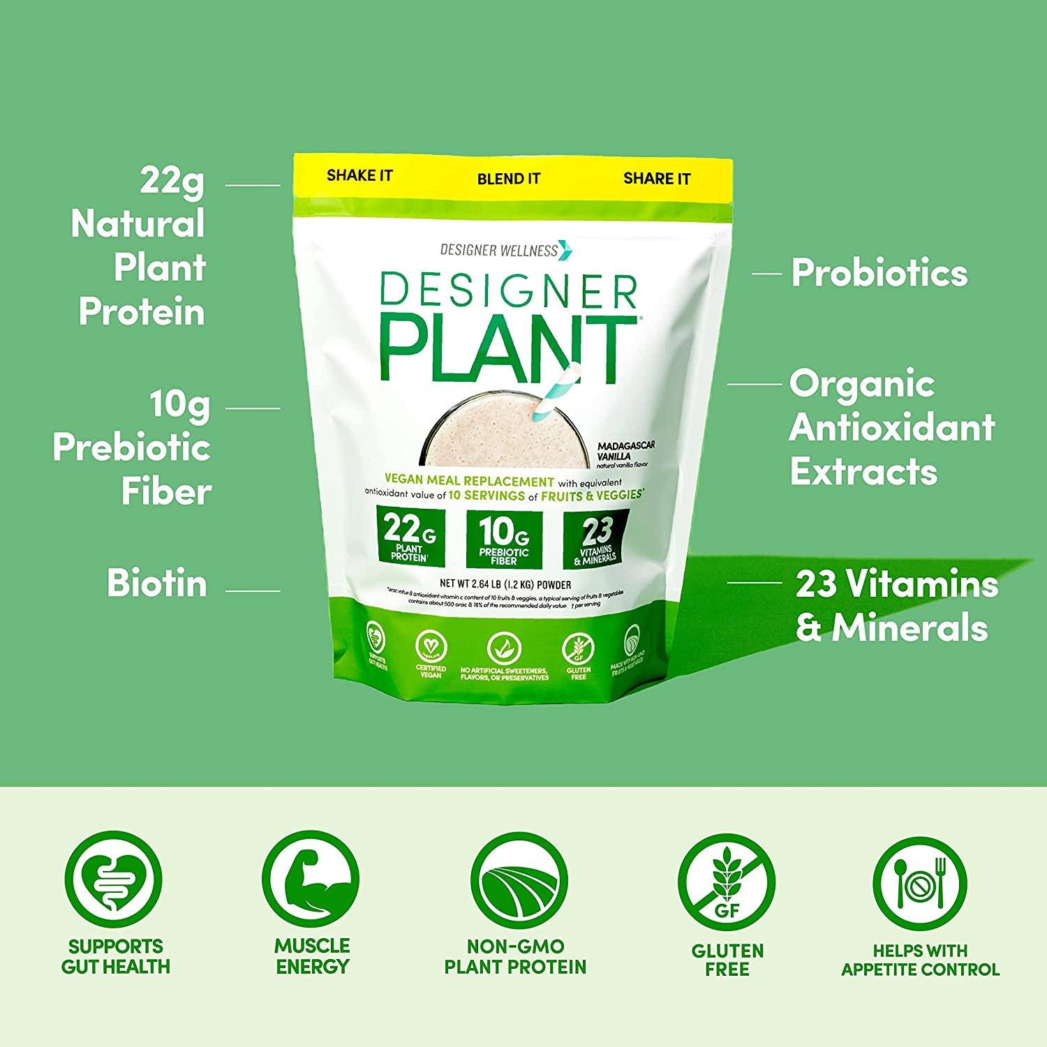 Designer Wellness, Designer Plant Meal Replacement, Pea Protein and
