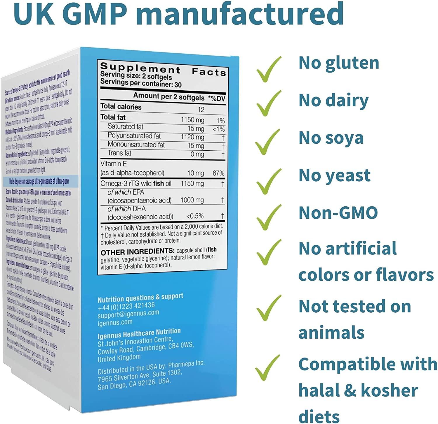 Pharmepa Restore, 1000mg Pure EPA Fish Oil, High Absorption rTG Omega3